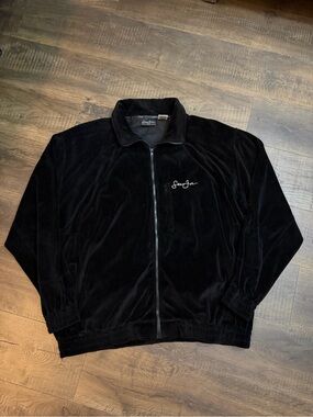 Sean John Y2K Black Velour Track Jacket Mens XXL Full Zip Hip Hop Streetwear